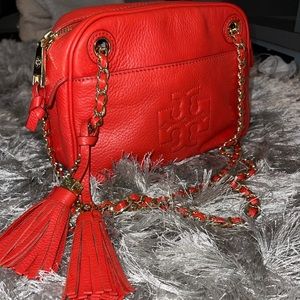 Tory Burch- Red gold chain handbag